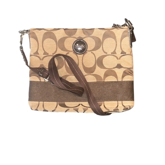 Coach Handbags - Coach Signature Sufflette Brown Crossbody